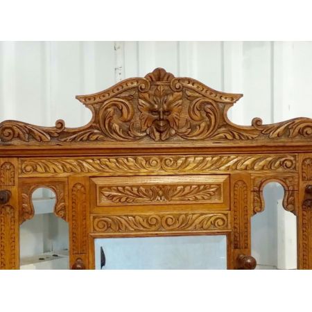 Original viktorianische Garderobe massive helle Eiche antik englisch 1880