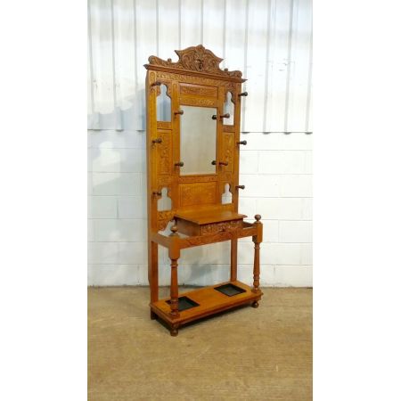 Original viktorianische Garderobe massive helle Eiche antik englisch 1880