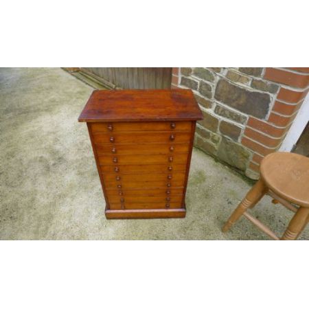 Original antike viktorianische 10 Schubladen Sammler Kommode Sammlerkommode Massivholz 1890