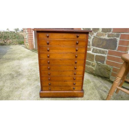 Original antike viktorianische 10 Schubladen Sammler Kommode Sammlerkommode Massivholz 1890