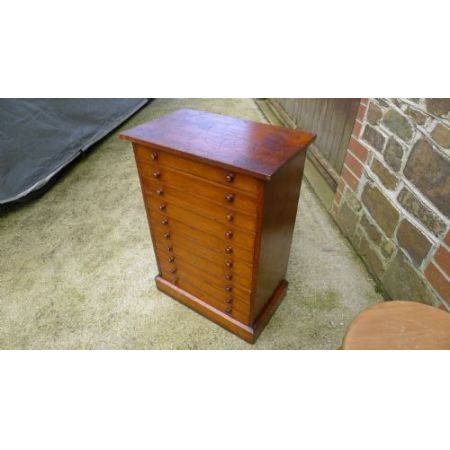 Original antike viktorianische 10 Schubladen Sammler Kommode Sammlerkommode Massivholz 1890