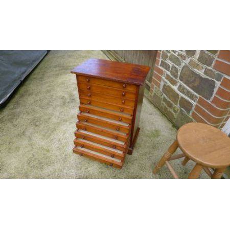 Original antike viktorianische 10 Schubladen Sammler Kommode Sammlerkommode Massivholz 1890