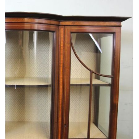 Antike edwardische Mahagoni Intarsien Vitrine massiv original 1910