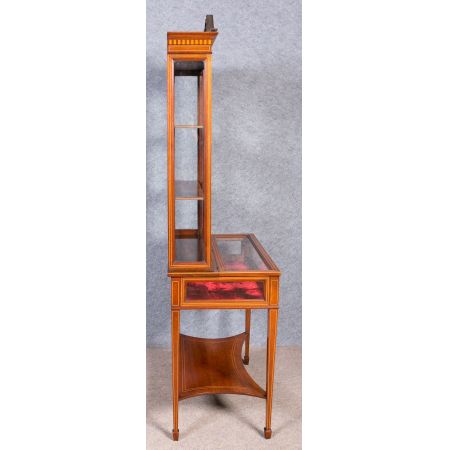 Original antike edwardische massive Mahagoni Bijouterie Vitrine 1890