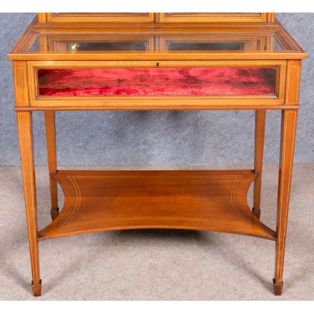 Original antike edwardische massive Mahagoni Bijouterie Vitrine 1890