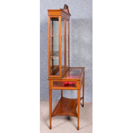 Original antike edwardische massive Mahagoni Bijouterie Vitrine 1890