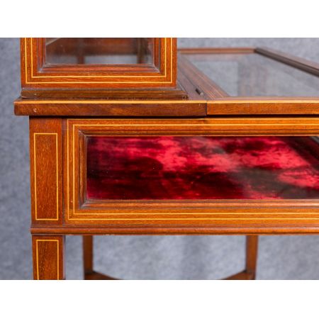 Original antike edwardische massive Mahagoni Bijouterie Vitrine 1890