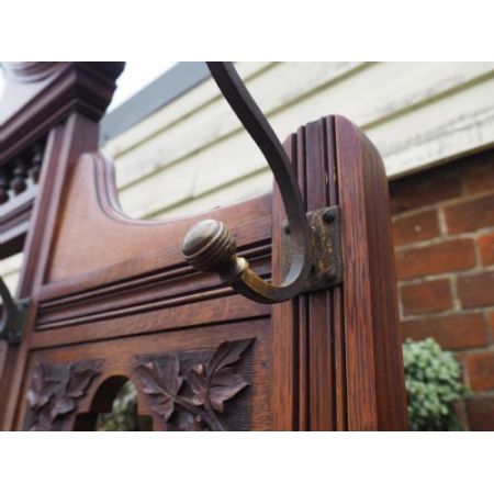 Viktorianische Garderobe Eiche Massivholz 1890