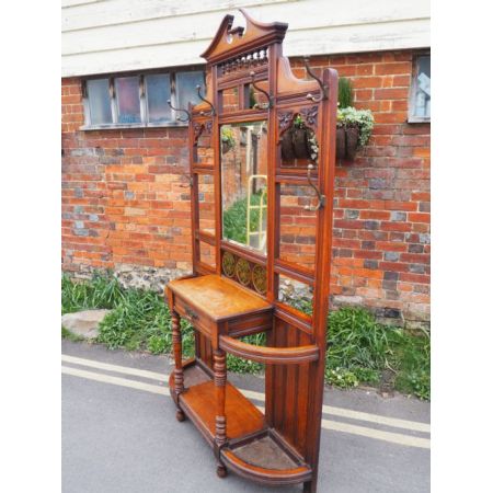 Viktorianische Garderobe Eiche Massivholz 1890