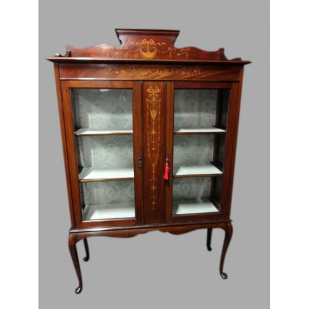 Hochwertige original antike massive Mahagoni Vitrine edwardisch 1900