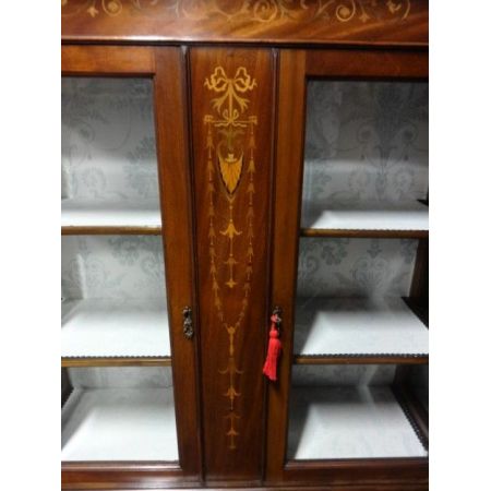 Hochwertige original antike massive Mahagoni Vitrine edwardisch 1900