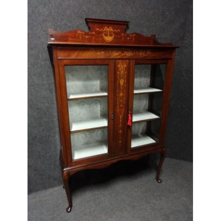 Hochwertige original antike massive Mahagoni Vitrine edwardisch 1900