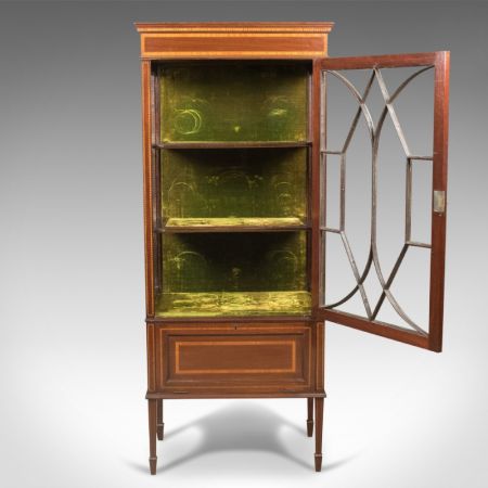 Antike edwardianische glasierte Vitrine aus Mahagoni massiv original 1910