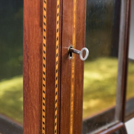 Antike edwardianische glasierte Vitrine aus Mahagoni massiv original 1910