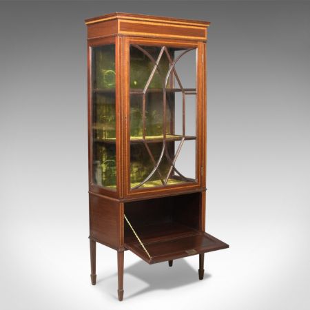 Antike edwardianische glasierte Vitrine aus Mahagoni massiv original 1910