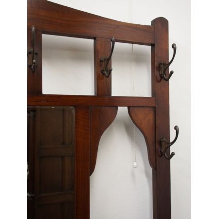Original antike englische Art Nouveau Jugendstil Garderobe Birke massiv 1900
