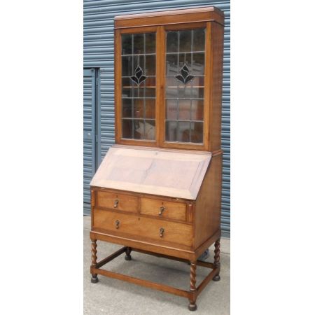 Edwardischer massiver Mahagoni Sekretär Bücherschrank Bureau Bookcase original antik 1910