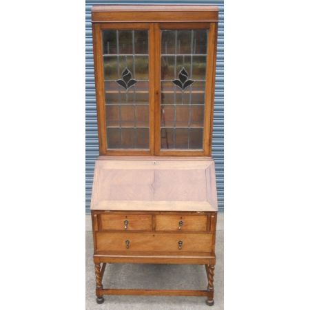 Edwardischer massiver Mahagoni Sekretär Bücherschrank Bureau Bookcase original antik 1910