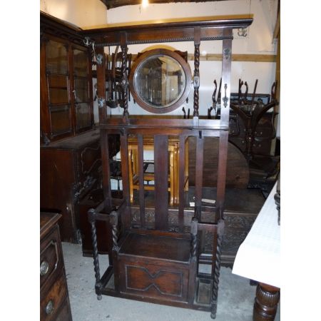 Antike englische Garderobe Truhe Eiche massiv 1910