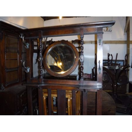 Antike englische Garderobe Truhe Eiche massiv 1910