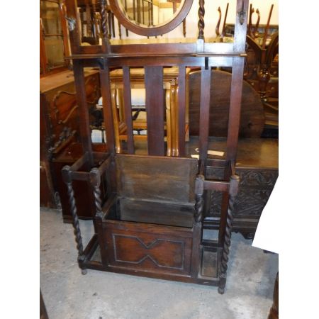 Antike englische Garderobe Truhe Eiche massiv 1910