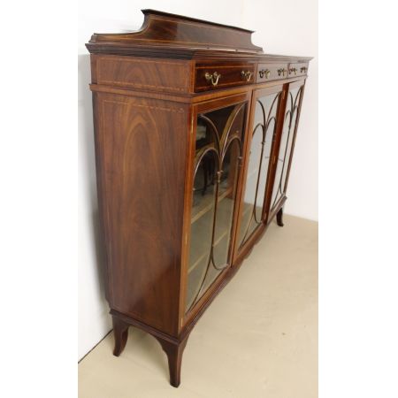 Viktorianische antike Maple and Co Mahagoni Vitrine Bücherschrank englisch 1890