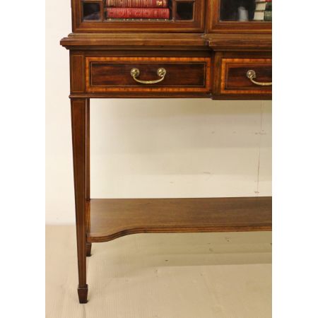 Britische antike Vitrine Bücherschrank Mahagoni Massivholz Sheraton Revival Edwards and Roberts englisch 1900