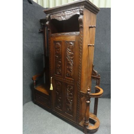 Britische antike Garderobe Massivholz Eiche englisch 1870