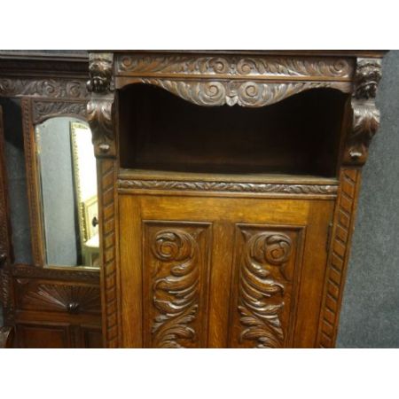 Britische antike Garderobe Massivholz Eiche englisch 1870