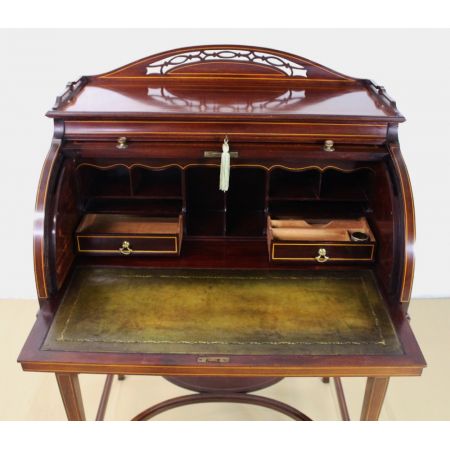 Edwardischer Sekretär Cylinder Desk Mahagoni Massivholz original antik englisch 1900