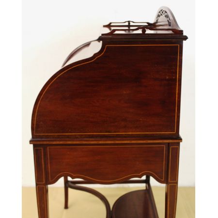 Edwardischer Sekretär Cylinder Desk Mahagoni Massivholz original antik englisch 1900