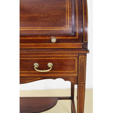 Edwardischer Sekretär Cylinder Desk Mahagoni Massivholz original antik englisch 1900