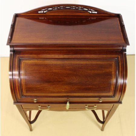 Edwardischer Sekretär Cylinder Desk Mahagoni Massivholz original antik englisch 1900