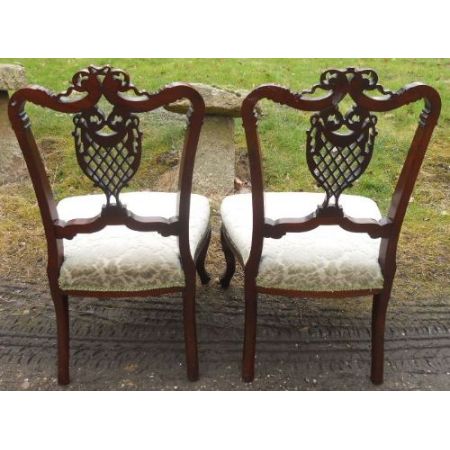 Antikes edwardisches Paar Massivholz Mahagoni Stühle 1900