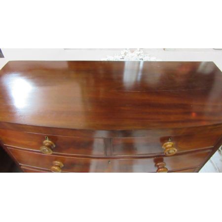 Antike Original Englische Vikotrianische Mahagoni Massivholz Bug Front Kommode 1860