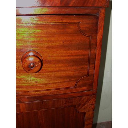 Antiker Schmaler original englischer georgischer Mahagoni Massivholz Sekretär mit Bücherregalaufsatz bureau bookcase um 1810