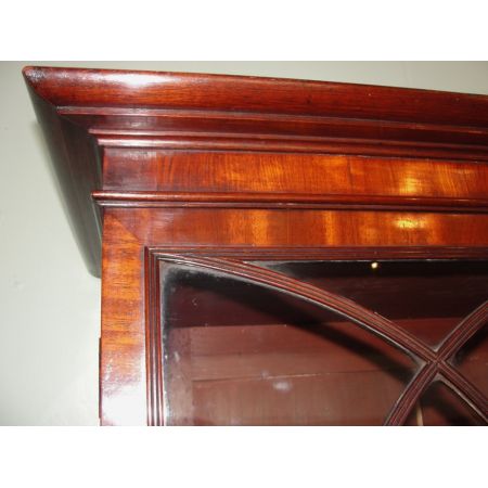 Antiker Schmaler original englischer georgischer Mahagoni Massivholz Sekretär mit Bücherregalaufsatz bureau bookcase um 1810