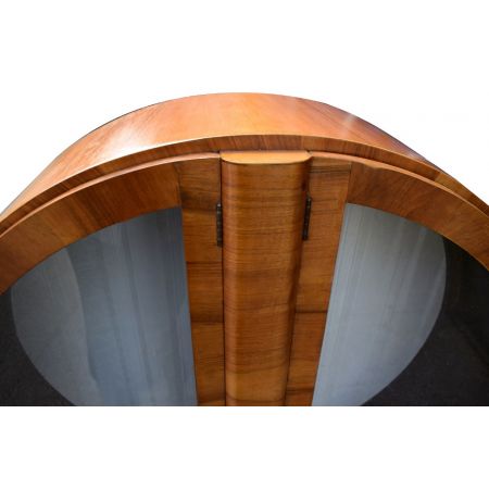 Antike Englische Art Deco Vitrine aus massivem Nussbaum 1930