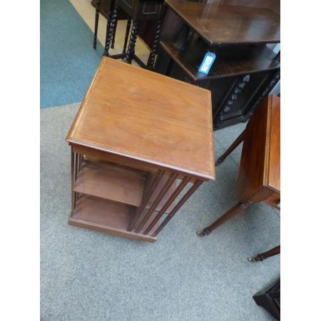 Original Englisches Antikes Edwardisches drehbares Bücherregal revolving bookcase von ca. 1900 aus massivem Mahagoni