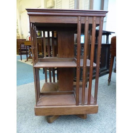 Original Englisches Antikes Edwardisches drehbares Bücherregal revolving bookcase von ca. 1900 aus massivem Mahagoni