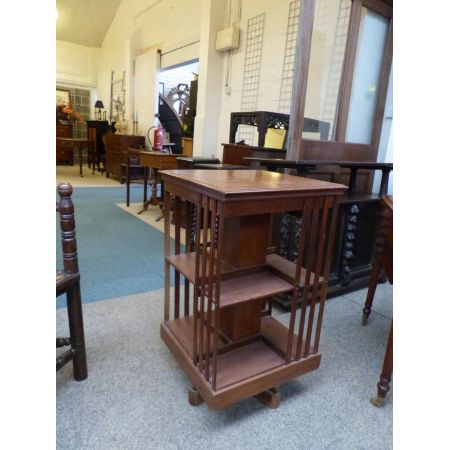 Original Englisches Antikes Edwardisches drehbares Bücherregal revolving bookcase von ca. 1900 aus massivem Mahagoni