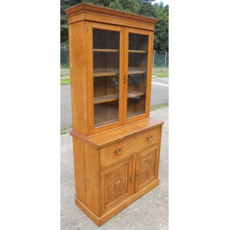 Edwardischer antiker Bureau Bookcase Sekretär Bücherschrank Goldene Eiche 1890