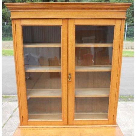 Edwardischer antiker Bureau Bookcase Sekretär Bücherschrank Goldene Eiche 1890