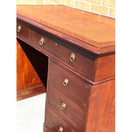 Viktorianischer antiker Pedestal Schreibtisch Mahagoni 1850