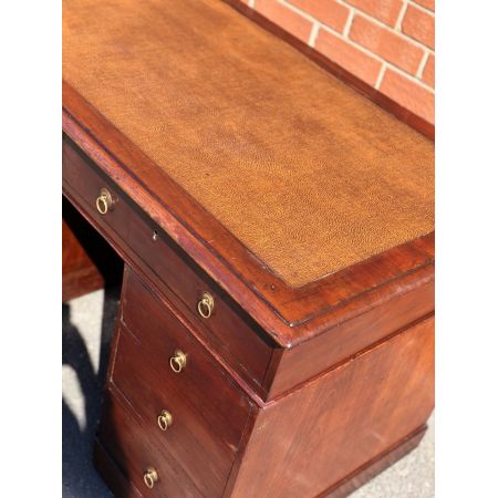 Viktorianischer antiker Pedestal Schreibtisch Mahagoni 1850