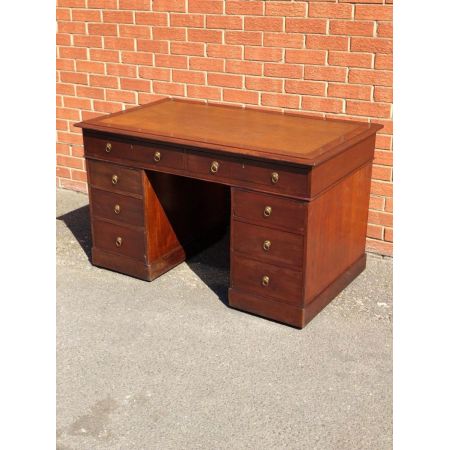 Viktorianischer antiker Pedestal Schreibtisch Mahagoni 1850