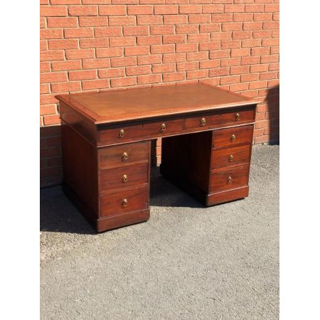 Viktorianischer antiker Pedestal Schreibtisch Mahagoni 1850