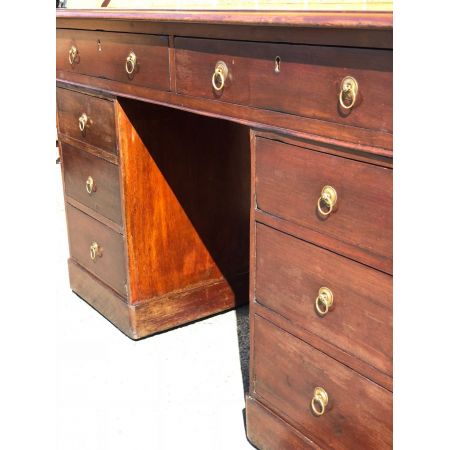 Viktorianischer antiker Pedestal Schreibtisch Mahagoni 1850