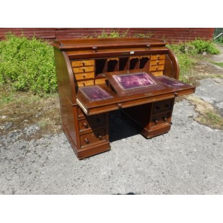 Englischer antiker Pedestal Schreibtisch Cyliner Desk 1840