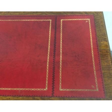 Antiker viktorianischer Pedestal Schreibtisch Eiche englisch 1850